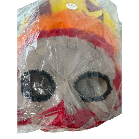 Feather Mask One Size Yellow Red Halloween Costume Theater Tribal Retro Holiday - Picture 2 of 6